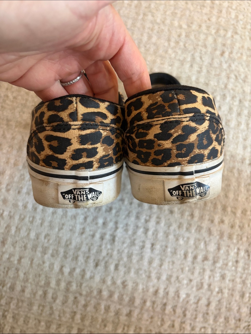 Women’s Vans Leopard Print Slip-On Sneakers — Black & Tan - Picture 3 of 4